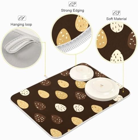 OTVEE Striped Chocolate Art Dish Drying Mat for Kitchen Counter
