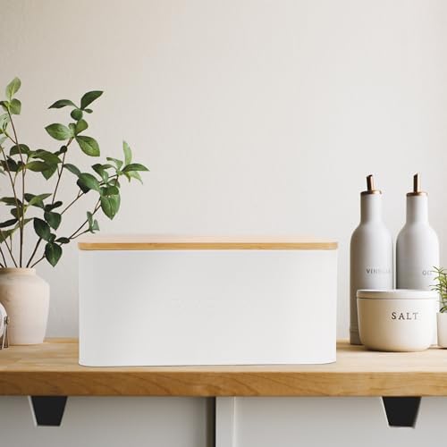 ZICOTO Beautiful Bread Box With Wooden Lid For Your Kitchen Countertop