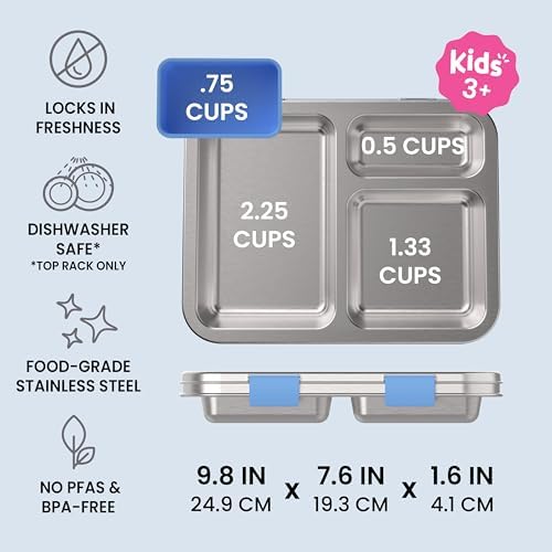 Bentgo Kids Prints Stainless Steel Leak-Resistant 3-Compartment Lunch