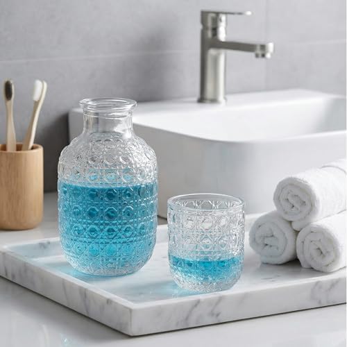 Coloch 2 Sets Vintage Bedside Water Carafe Set With Tumbler, 4 Pcs