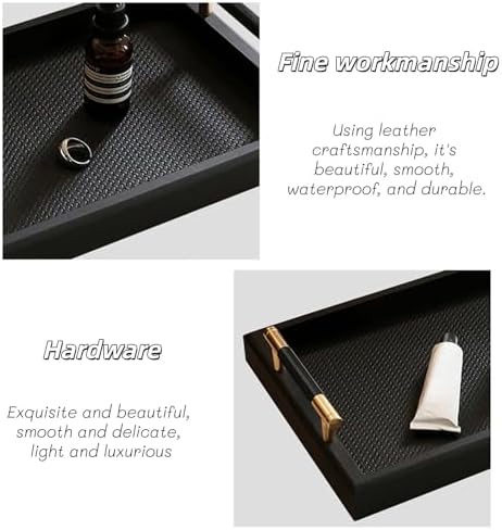 Modern Elegant Wood Serving Tray, Rectangle Decorative Tray Coffee