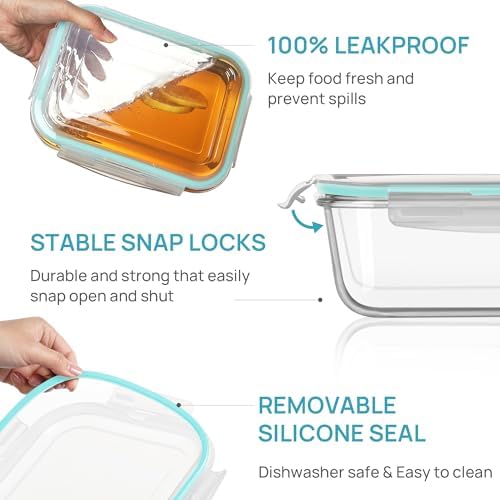 Vtopmart Large Glass Food Storage Containers, 122oz+50oz, 2 Pack