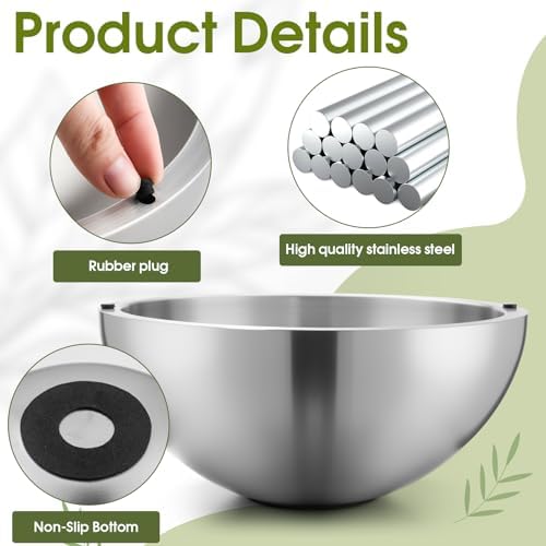 Honeydak 2 Pack Dip Chiller Bowl 35 Oz + 70 Oz, Silver