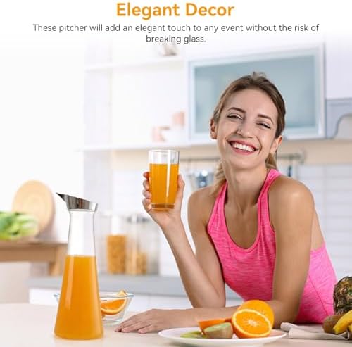1400ML Plastic Water Pitcher, Unbreakable Acrylic Transparent Juice