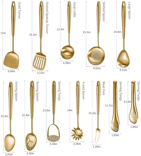 304 Stainlss Steel Matte Kitchen Utensils Set, 12 Pcs Long Metal