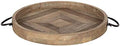 Kate and Laurel Marmora Rustic Round Decorative Tray with Pieced Wood