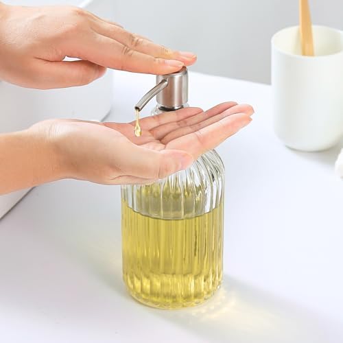 2 Pack Clear Glass Hand Soap Dispenser Set