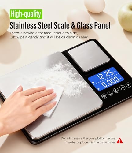 Digital Dual Platform Kitchen Scale, 33 lb Large & 1.1 lb Mini Food