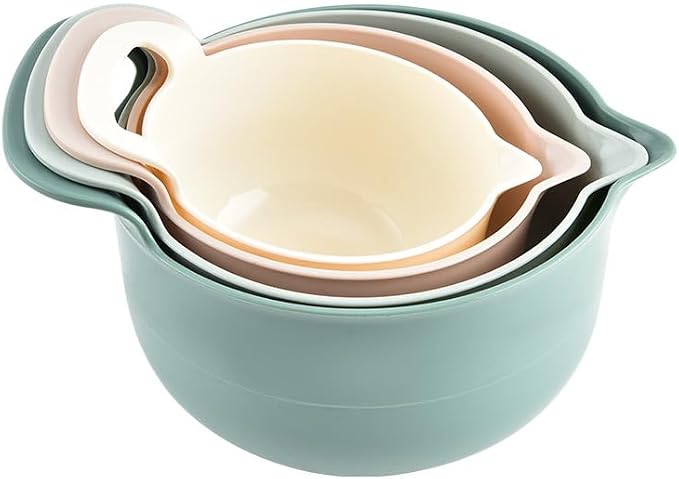 Mixing Bowls - 4 Piece Nesting Plastic Mixing Bowl Set - Non Slip Bottom and - Image 9