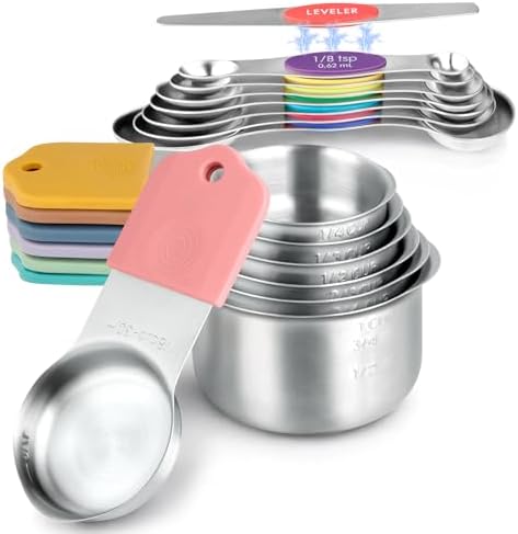 Magnetic Measuring Cups & Spoons Set, Patented, Strong N45 Magnets