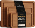 3 Packs Bamboo Cutting Board Set with Non Slip Feet and Over Sink Nice