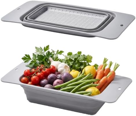 2Pack Collapsible Colander Strainer - Silicone Over the Sink Colander