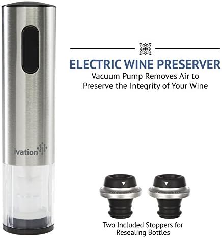 Ivation Stainless Steel Electric Wine Opener, Aerator & Preserver Gift