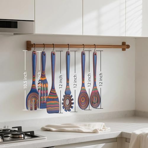 6-Piece Pakkawood Cooking Utensil Set, Sapphire, Wooden Spoons for