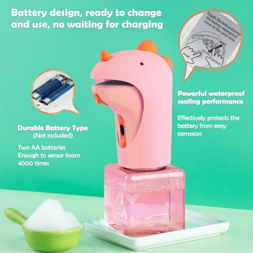 Seawah Automatic Foam Soap Dispenser - IPX6 Waterproof Cute Dinosaur