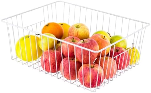 16" L x 12" W Wider Freezer Storage Organizer Baskets Container, Metal