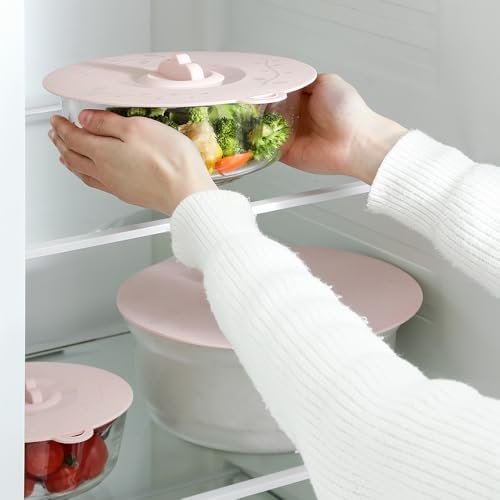 Silicone Lids for Pots and Pans, 4pc, Pink