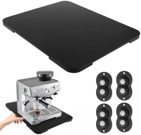Bamboo Coffee Maker Rolling Tray, 15.8 x 13 Inch, Black