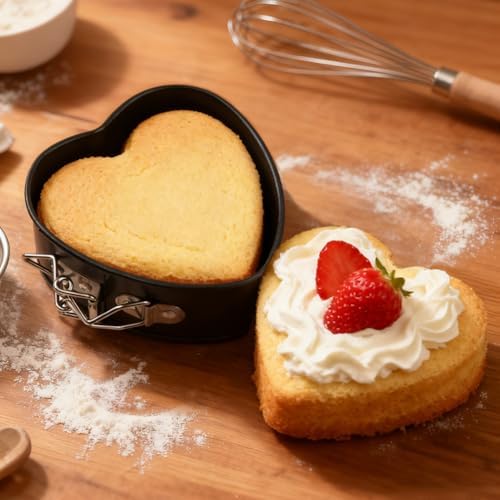 4 Inch Heart Springform Pans, Set of 4 Nonstick Mini Cheesecake Cake