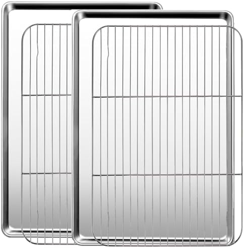 GIUOIDUO Baking Sheet with Racks Set [2 Sheets + 2 Racks], Stainless