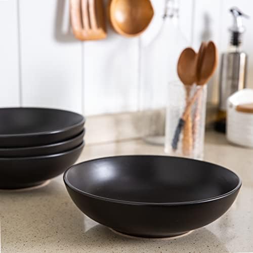 AmorArc 8.75‘’ Large Pasta Bowls, 42 ounce Deep Stoneware Bowls Set of