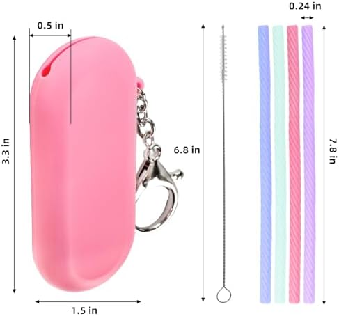 Set of 10 Silicone Collapsible Straws with Carrying Case