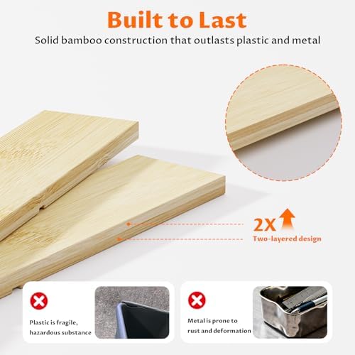 Bamboo Drawer Organizer with 9 Adjustable Compartments, Desk Storage