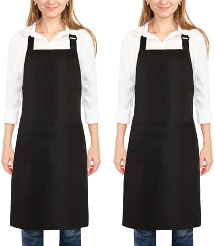 2 Pack Kitchen Cooking Aprons, Adjustable Bib Soft Chef Apron with 2