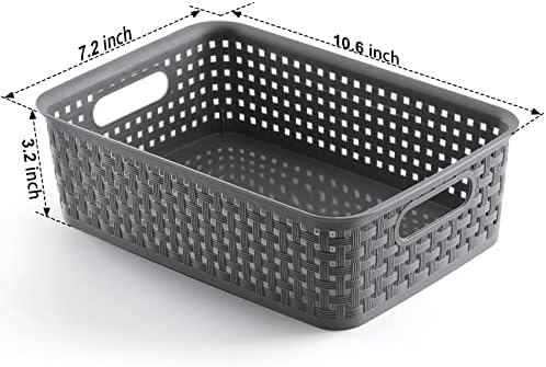NETANY Plastic Storage Baskets, 8 Pack, Gray