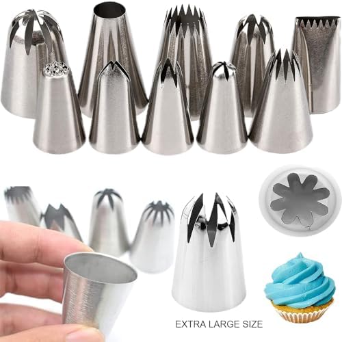 25 Pcs Extra Large Piping Tip Set, Stainless Steel Frosting Piping