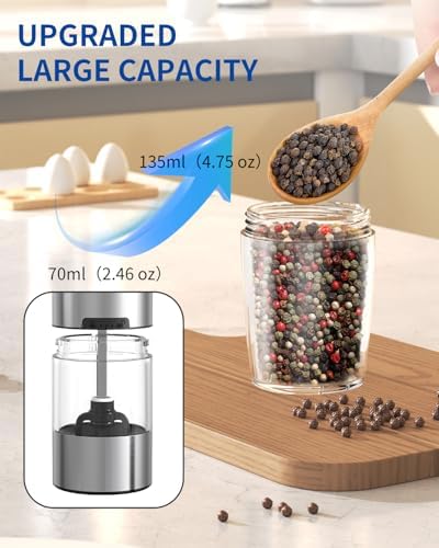 CIRCLE JOY Gravity Electric Salt and Pepper Grinder Set, Black