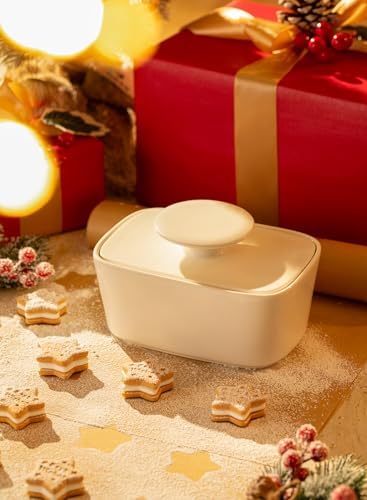 Sweese Extra Large Butter Dish with Lid, 6.2" Porcelain Butter Keeper