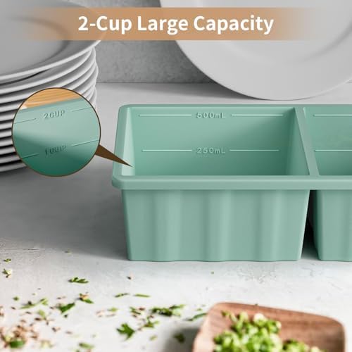 Silicone 2-Cup Freezer Tray with Lid, 2Pack