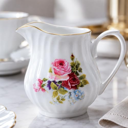 Sugar and Creamer Set - Porcelain Sugar and Creamer Vintage Tea Set