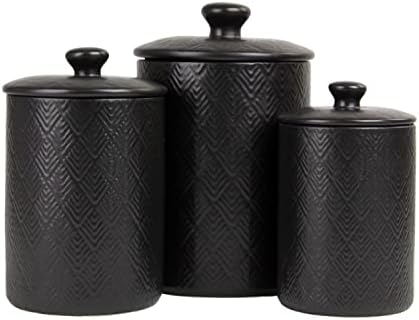 10 Strawberry Street Embossed Marquis Ceramic Kitchen Canister Set