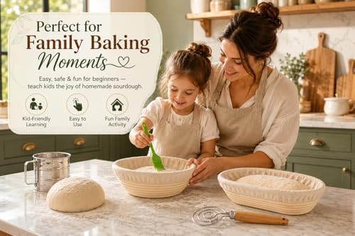Sourdough Basket Set, 9" Round & 10" Oval Proofing Baskets for Bread