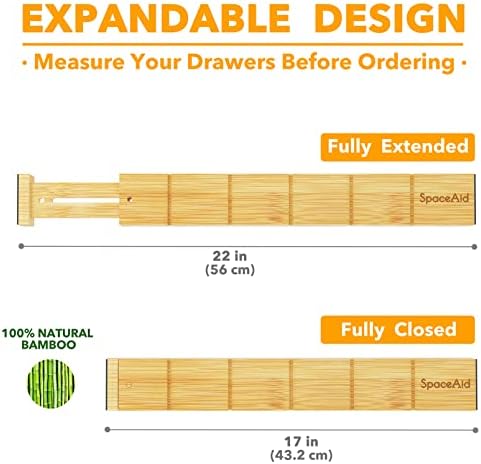 SpaceAid Bamboo Drawer Dividers with Inserts and Labels, Kitchen