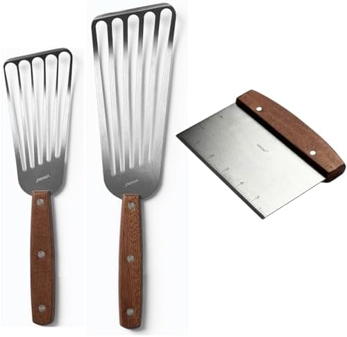 Bench Scraper -Dough cutter and Fish Spatula Set Bundle, Stainless