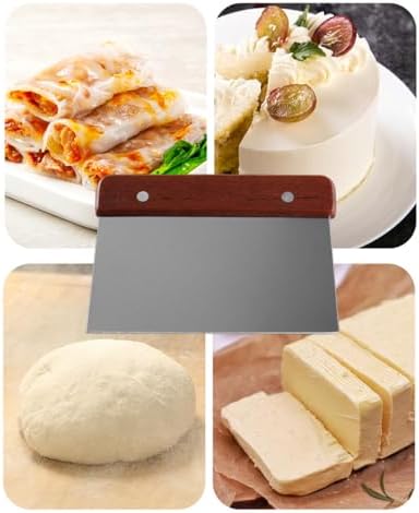 Bench Scraper Stainless Steel Dough Scraper 2 Pcs Wood Handle