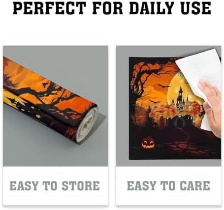 Halloween Witch Placemats Set of 6 18x12 Inch Bat Castle Pumpkin Linen