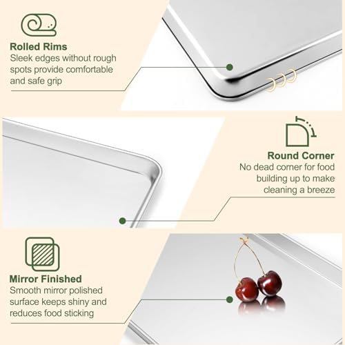 TeamFar Baking Sheet with Rack Set, 3 Pans + 3 Racks, 16/12.5/10.5