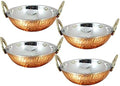 ® Set of 4, Pure Copper, Stainless Steel Bowls with Solid Brass Handle