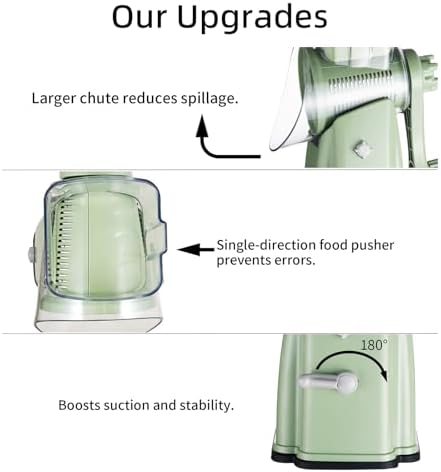 Rotary Cheese Grater Shredder with Handle, 5 Blades