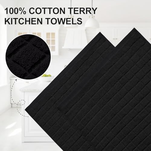 Homaxy Premium Ring Spun Cotton 390 GSM Kitchen Towels, 6 Pack, Black