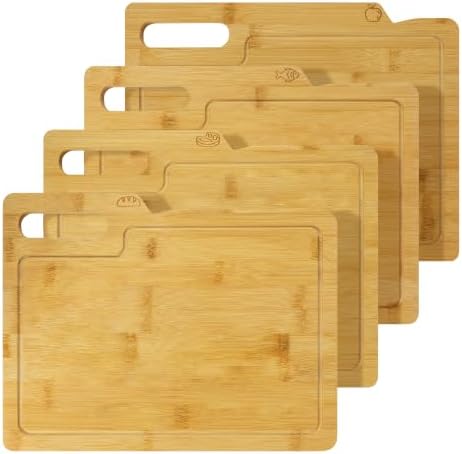 VaeFae Bamboo Cutting Board Set with Storage Rack