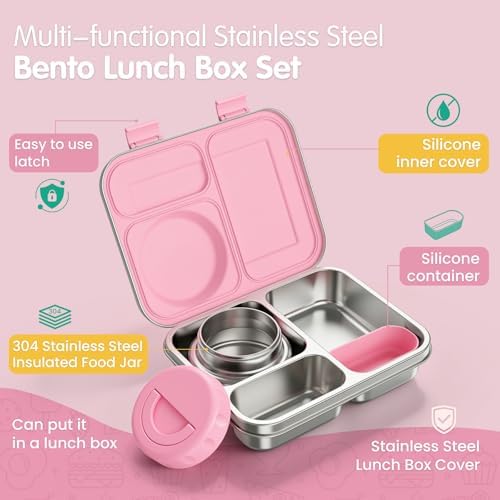 Stainless Steel Bento Box Kids Adult with 8oz Soup Thermo, 3