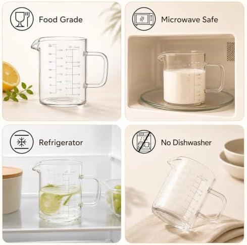 Glass Measuring Cup with Handle 8OZ/250ML/1 CUP Liquid Measuring Cups
