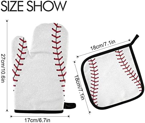 Oven Mitts Quilted Cotton Lining Baseball Softball Potholders BBQ