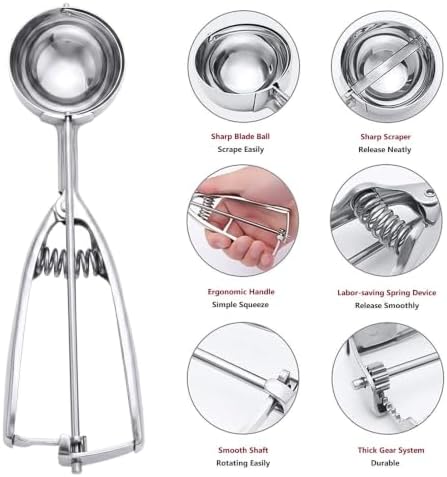 Ice Cream Scoop, 3Pcs Cookie Scoop Set, Stainless Steel Ice Cream