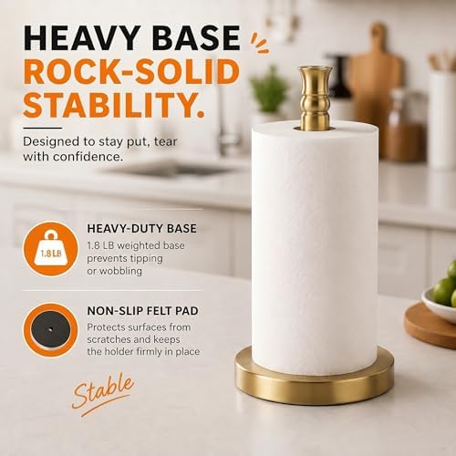 Stainless Steel Paper Towel Holder, Gold Brushed Finish
